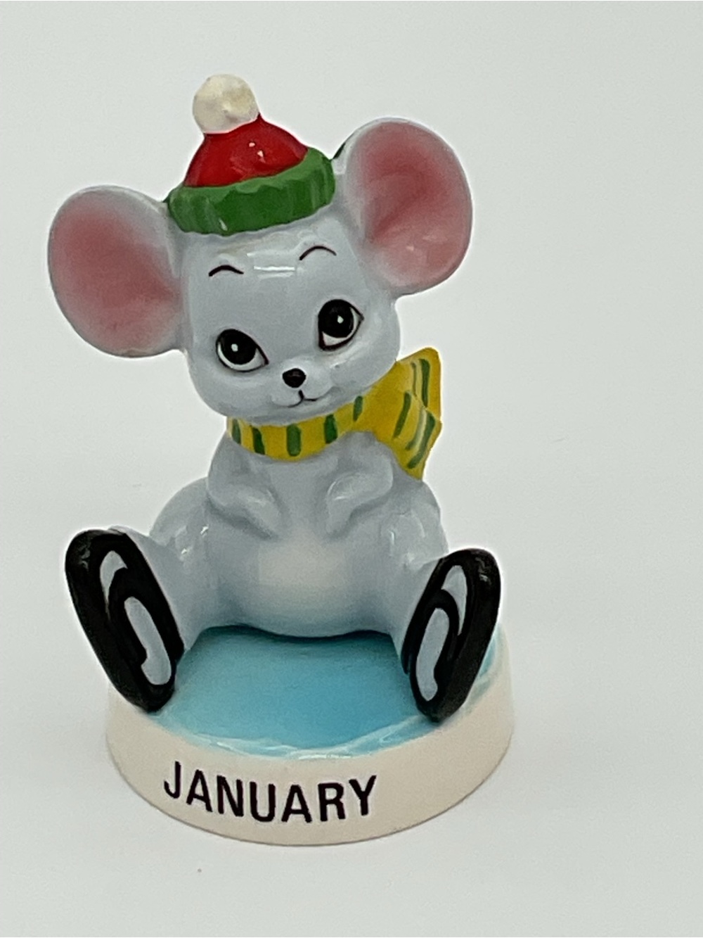 Vintage Norcrest January Mouse Figurine Holiday Snow Mouse